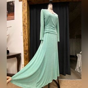 Patricia Wolf 2pc Slinky Knit Skirt and Top Aqua Western Wear Evening set sz S